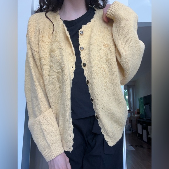 Yellow Knit Cardigan - Picture 1 of 7